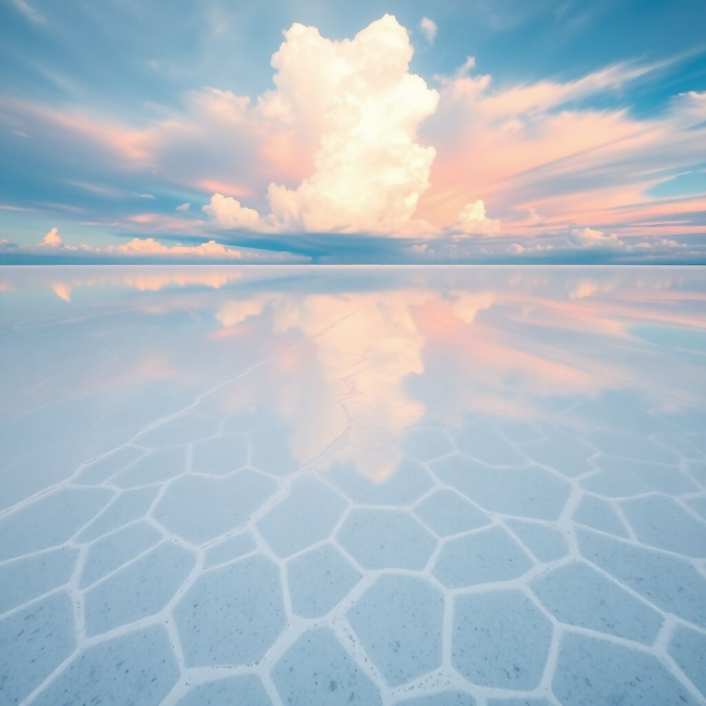 Salt Reflection Salt Flats Mirror Reflection at Sunset