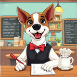 Jack Russell Terrier Barista Taking Orders - Cute Cafe Notepad AI Art"