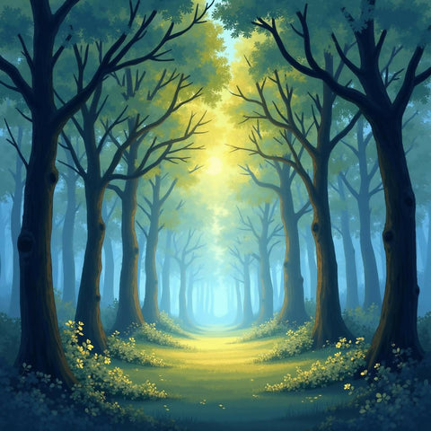 Magical Forest with Glowing Leaves