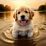 7 Images - Water Influence Golden Retriever AI Images