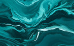 Abstract swirling patterns of teal, turquoise, and white paint, reminiscent of ocean waves.