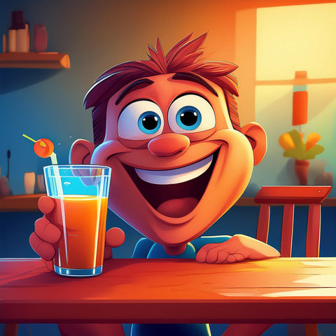 boy enjoying juice