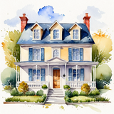 House in watercolor painting art