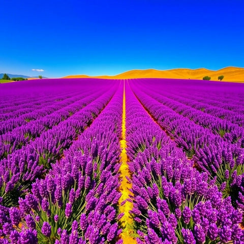 golden lavender plant Endless Purple Lavender Fields Stretching Toward Golden Hills