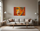 Woman's Face in the Style 2 Couch and bare wall