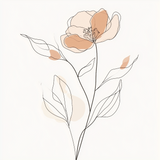 Minimalist Single Flower Line Art with Soft Watercolor Petals