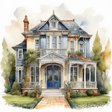 House in watercolor painting abstract