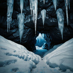 A cave entrance surrounded by icicles and snow (2)