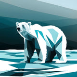 Geometric Polar Bear in an Abstract Icy Landscape