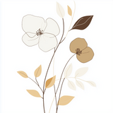 Minimalist Single Flower Line Art with Soft Watercolor Petals