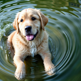 7 Images - Water Influence Golden Retriever AI Images