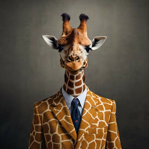 Giraffe with funny suit