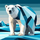 Geometric Polar Bear in an Abstract Icy Landscape