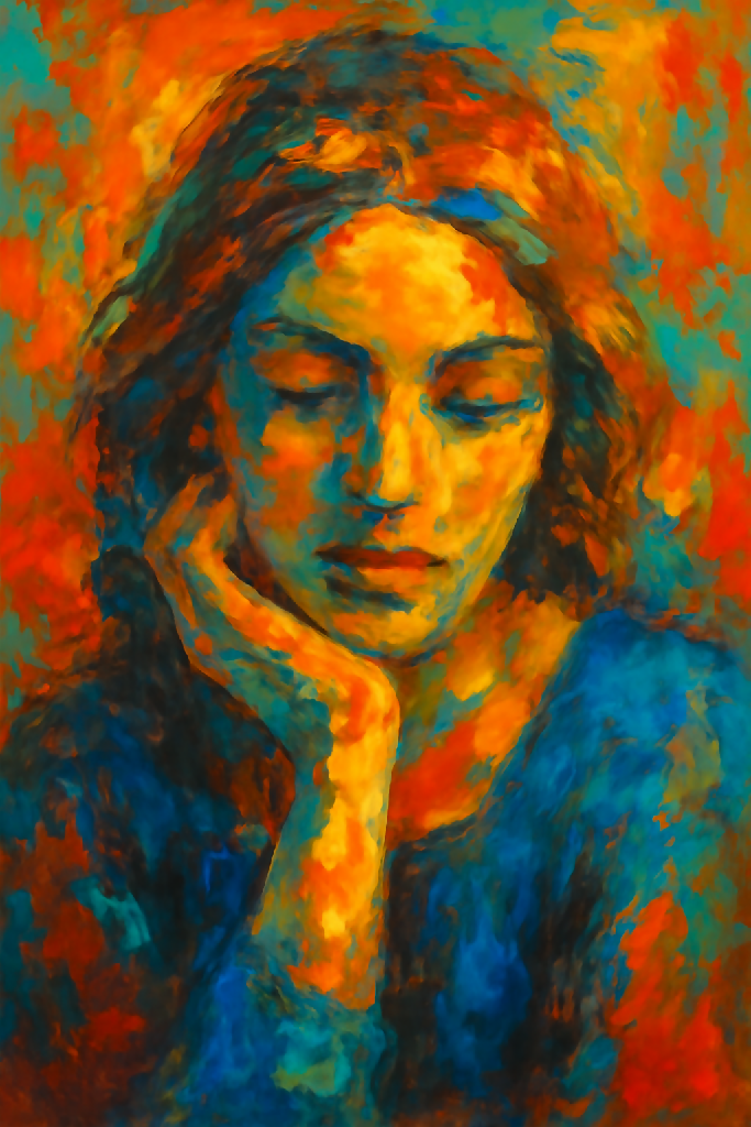 Emotive Reverie: Abstract Portrait of a Young Woman