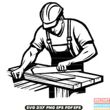 Carpenter Woodworker Craftsperson Craftsman Construction Builder Woodworking Tradesman Skilled Laborer Carpentry Tools SVG DXF PNG Cut File