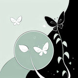 Whimsical Fairy Moth with Butterflies in Sage Green & Black Product Type:
