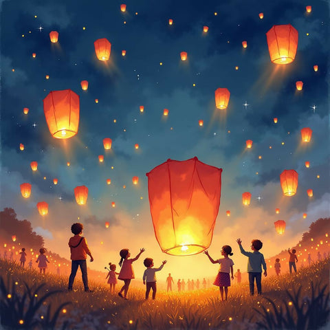 Magical Lantern Festival with Floating Lights