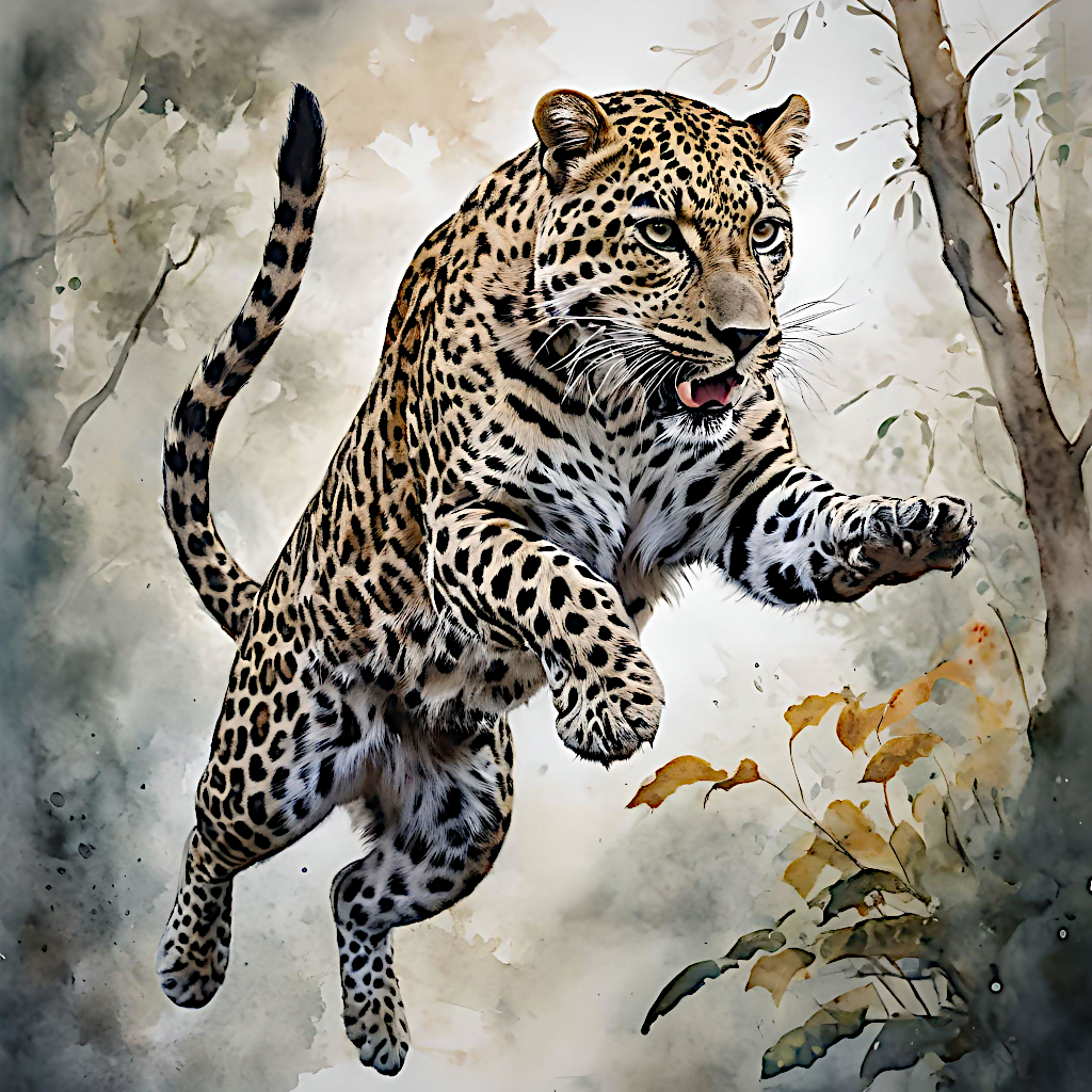 Leopard on the attack.