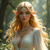 Ethereal Elven Queen with Flowing Golden Hair