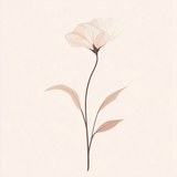 Minimalist Single Flower Line Art with Soft Watercolor Petals