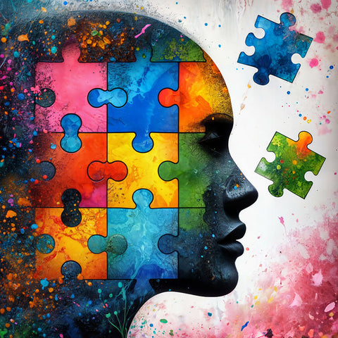 Colorful puzzle woman portrait copy