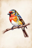 Colorful Pencil Sparrow – Hand-Drawn Style Digital Artwork