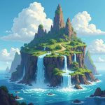 Mystical Island with Floating Rocks