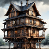 House in watercolor painting art