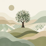 Minimalist Olive Tree Landscape Wall Art
