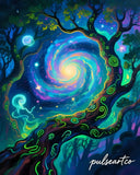 Ethereal Cosmic Portal, Limited Edition Abstract Print, Talismanic Biophilic Decor, PulseArtCo Luxury Signature