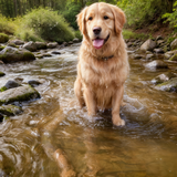 7 Images - Water Influence Golden Retriever AI Images