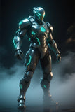 “Neon Sentinel: Futuristic Armored Warrior”