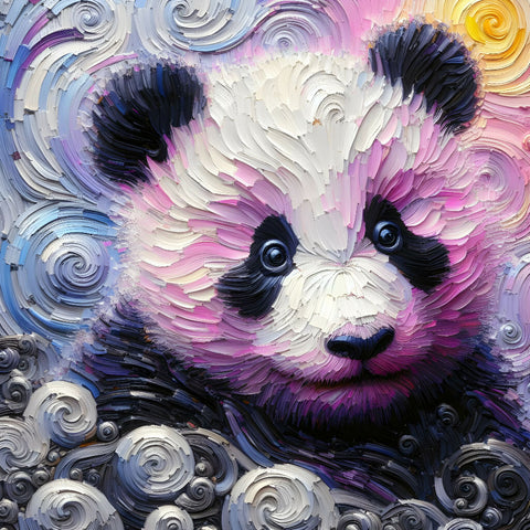 Whimsical Panda in a Swirling Color Storm