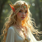 Ethereal Elven Queen with Flowing Golden Hair