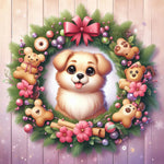 Cute dog in a Christmas wreath frame copy