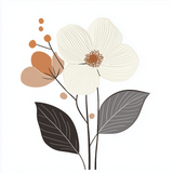Minimalist Single Flower Line Art with Soft Watercolor Petals