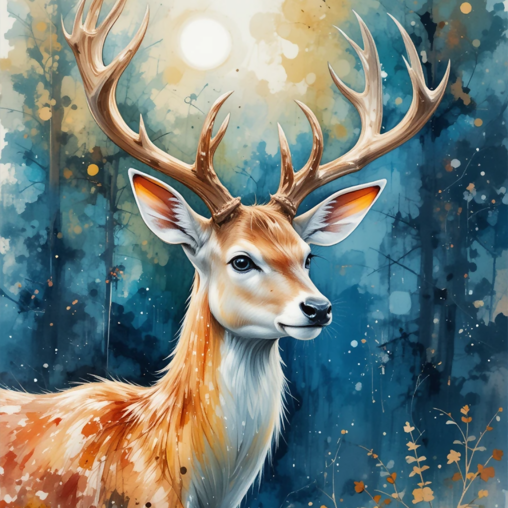 Forest Spirit: Abstract Deer Painting
