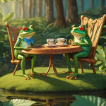 Two frogs having tea copy