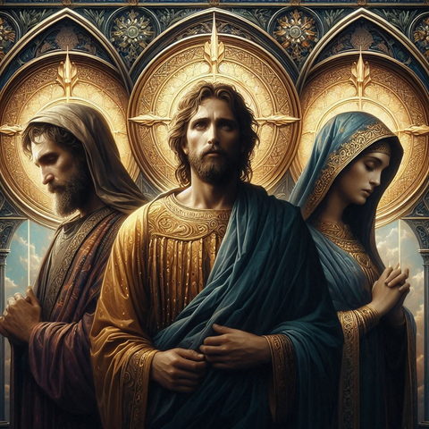 The holy family Joseph, Jesus and Mary..