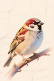 Colorful Pencil Sparrow – Hand-Drawn Style Digital Artwork