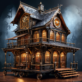 House in watercolor painting art