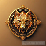 A 3D Wolf Logo Design In Golden Color Ai Artwork