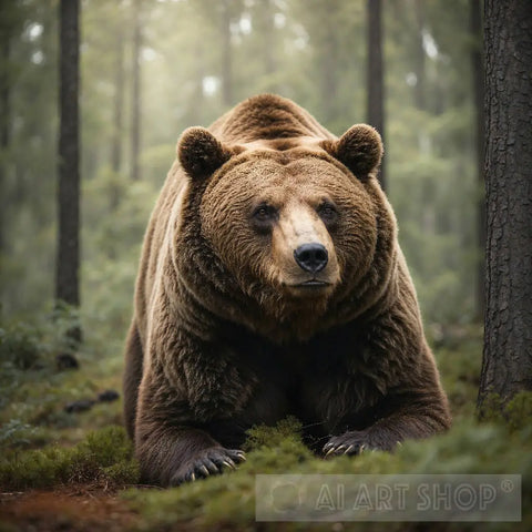 A Bear In The Middle Of A Forest Animal Ai Art