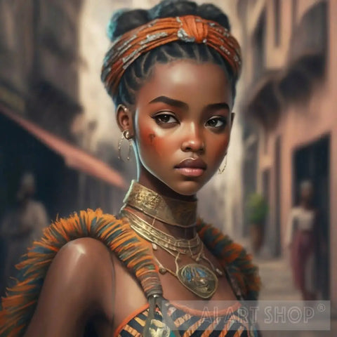 A Beautiful African Girl. Portrait Ai Art