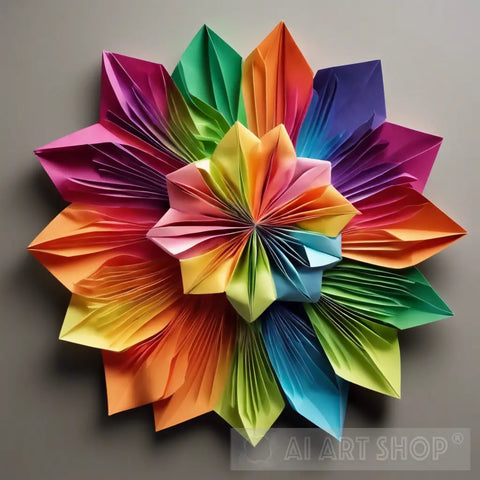 A Beautiful Colorful Origami Flower Ai Painting