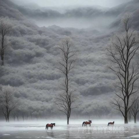 A Beautiful Landscape In The Cold Winter Landscape Ai Art