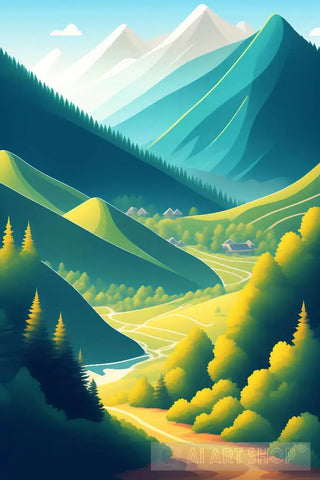 A Beautiful Landscape With Herbs And Trees Ai Artwork