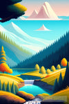 A Beautiful Landscape With Mountains And Hills Ai Artwork