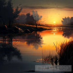A Beautiful Sunset On The River 1 Nature Ai Art