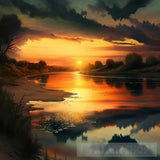 A Beautiful Sunset On The River 2 Nature Ai Art
